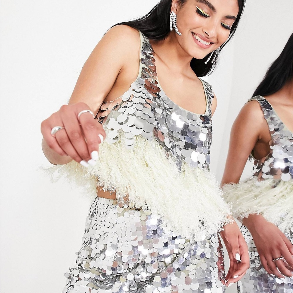 ASOS EDITION pailette sequin crop top